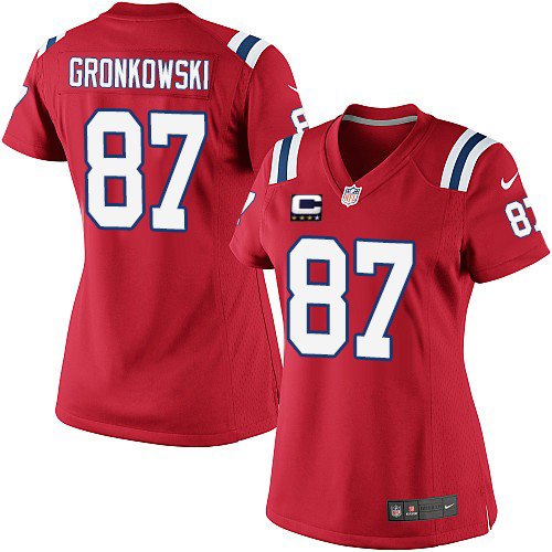 Women's Elite Rob Gronkowski C Patch Nike Jersey Red Alternate - #87 NFL New England Patriots